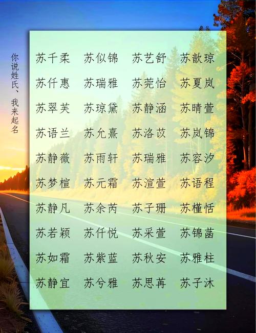 女孩取名姓苏_苏取名姓女孩名字大全_姓苏女孩取名有寓意