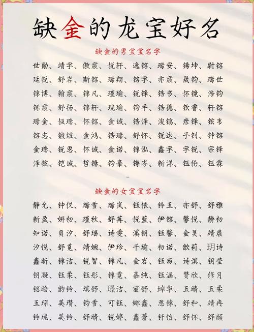 属龙女孩缺金名字最佳用字_龙年女孩缺金名字_龙姓缺金女孩取名字