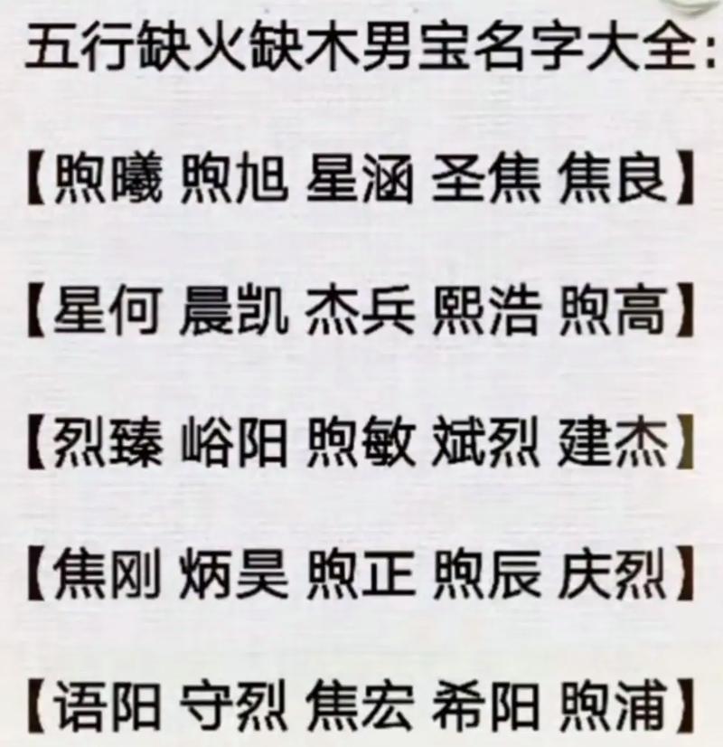 五行缺木缺火男孩名字推荐_五行缺木缺火男孩取名方法_男孩取名五行缺金木缺火