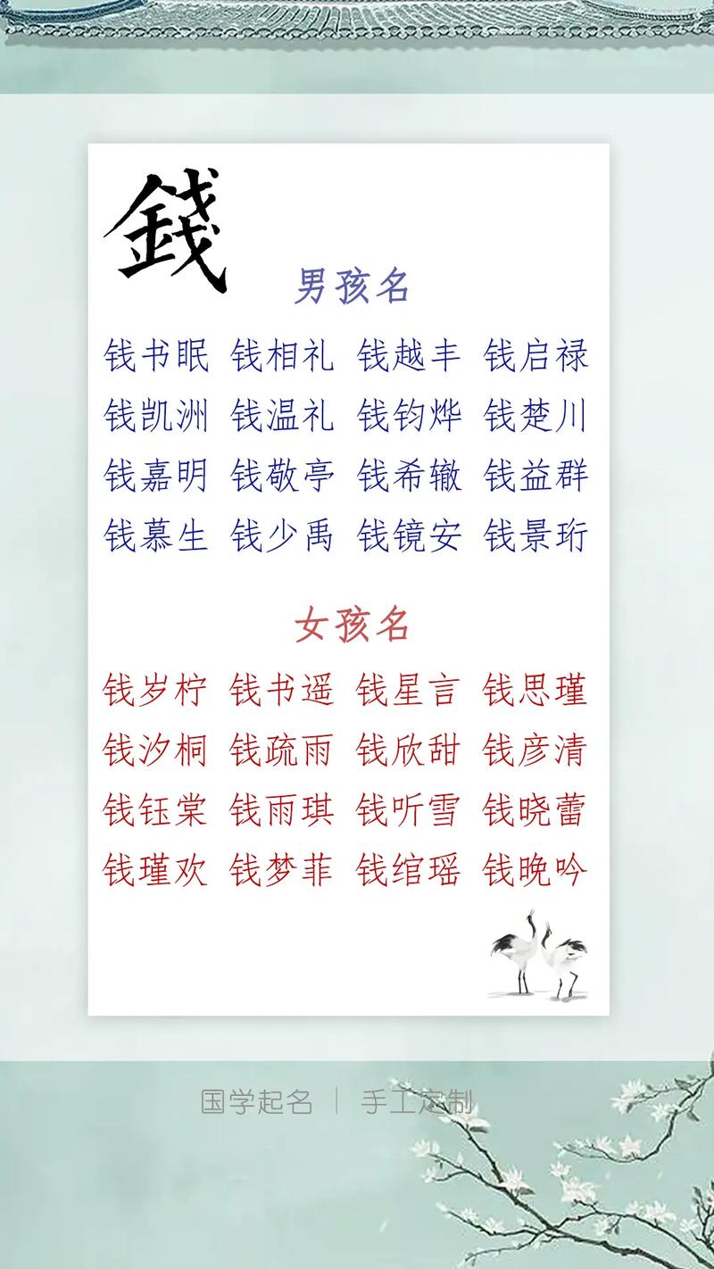 钱姓男孩取名大全_免费好听名字推荐_男孩怎么取名免费的好听