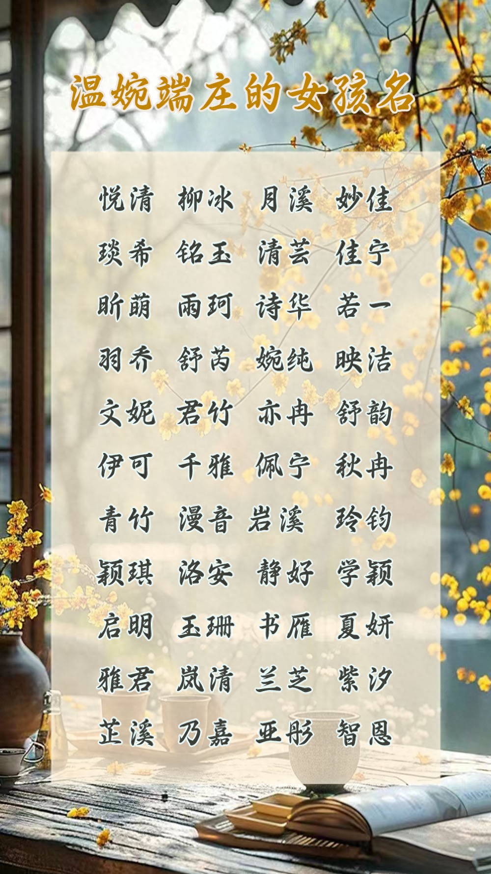 成语女孩名字推荐_意字取名女孩有寓意吗_云舒汀兰星语知微