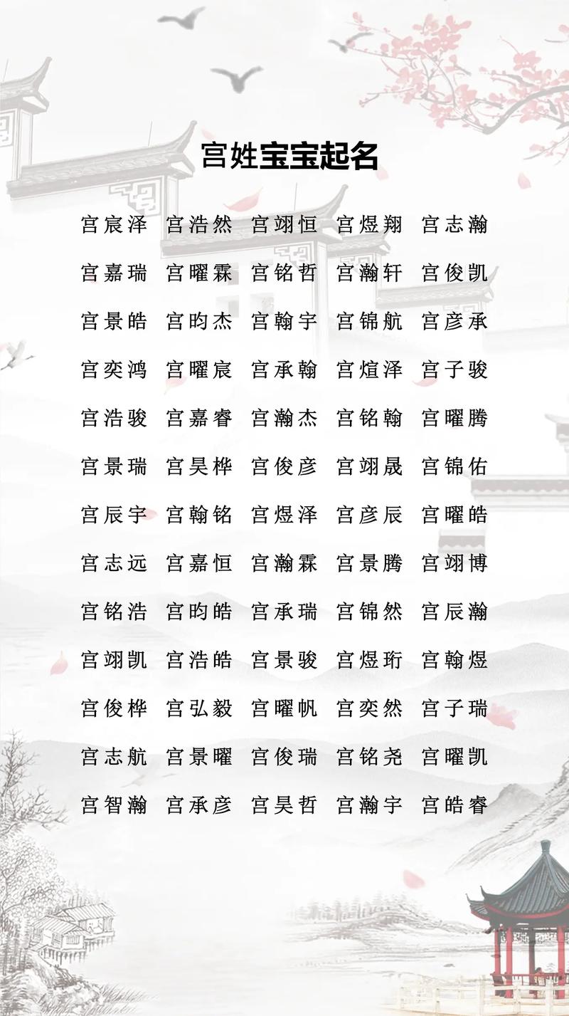宫姓女孩起名_宫姓女孩好听的名字有哪些_宫取名女孩