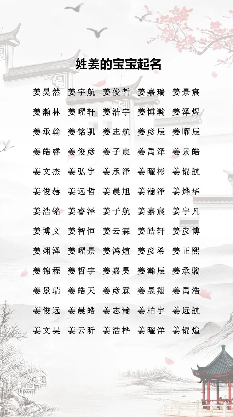 男孩姓姜的好名字精选_姜姓男宝宝2024年属龙名字推荐_姜姓男孩取名带轩字的字